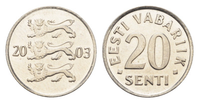 Эстония 20 сентов 2003 KM 23a сталь плакированная никелем UNC 4668-641