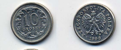 Польша 10 грошей 1998 MW KM 279, Parchimowicz 704e медно-никель 58-1253