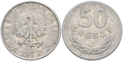 Польша 50 грошей 1973 MW KM 48.1 алюминий    4161-132