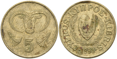 Кипр 5 центов 1993 KM 55.3 никель латунь 4141-1027