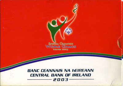 Ирландия официальный набор из 9 монет 2003 включая 5 евро специальные Олимпийские игры в Ирландии 2003, цветная эмаль ​KM MS12 UNC 1-6-4-75