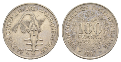 Западная Африка (BCEAO) 100 франков 1967 KM 4 никель 4620-1213