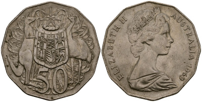 Австралия 50 центов 1969 Елизавета II (1952-2022), герб Австралии, кенгуру KM 68 медно-никель 4168-935