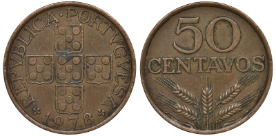 Португалия 50 сентаво 1978 KM 596 бронза 4122-342