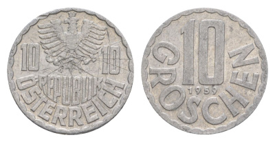 Австрия 10 грошей 1959 KM 2878 алюминий 4632-536