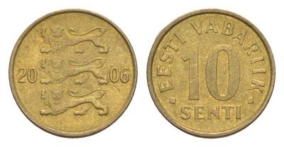 Эстония 10 сентов 2006 KM 22 латунь 4383-1143