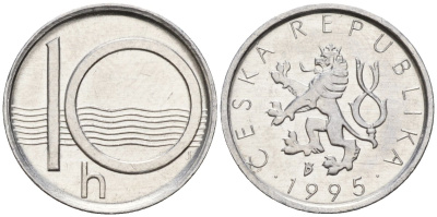 Чехия 10 геллеров 1995 KM 6 алюминий 4152-766