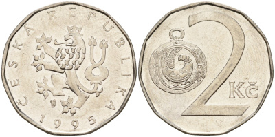 Чехия 2 кроны 1995 KM 9 сталь плакированная никелем 4156-152