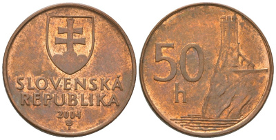 Словакия 50 геллеров 2004 MK KM 35 сталь плакировнная медью 4164-716
