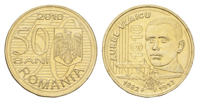 Румыния 50 бань (бани) 2010 100 лет первому полету Аурела Влайка KM 259 никель латунь UNC 4662-257