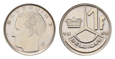 Бельгия 1 франк 1989 Belgique, Бодуэн I (1951-1993) KM 170 нержавеющая сталь 4617-821