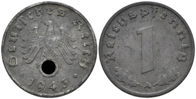 Германия 1 рейхспфенниг 1943 A KM 97, J.369 цинк 4594-846