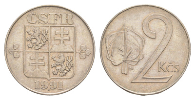 Чехословакия 2 кроны 1991 KM 148 медно-никель 4163-1235