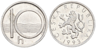 Чехия 10 геллеров 1993 KM 6 алюминий 4152-759