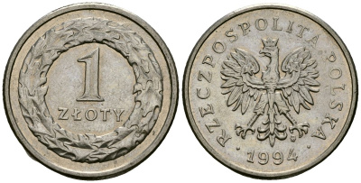 Польша 1 злотый 1994 Y 282 медно-никель 4167-615