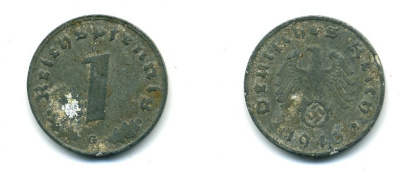 ГЕРМАНИЯ 1 РЕЙХСПФЕННИГ 1943 G J.369 цинк 54-314