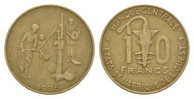Западная Африка (BCEAO) 10 франков 1996 KM 10 медь алюминий никель 4656-845