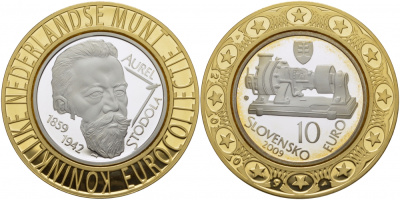 Словакия 10 евро 2009 Аурель Стодола (1859-1942), 150 лет со дня рождения, евроколлекция Нидерландского монетного двора KM 108 серебро PROOF 11-141-33