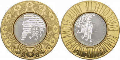 Португалия 2 1/2 евро 2009 португальский язык, тираж  14000 экз. KM 791а серебро PROOF 1085-3-33