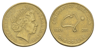 Австралия 1 доллар 2001 Столетие Федерации KM 534.1 алюминиевая бронза 4652-225
