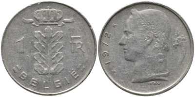 БЕЛЬГИЯ 1 ФРАНК 1972 BELGIE KM 143.1 медно-никель 65-1136