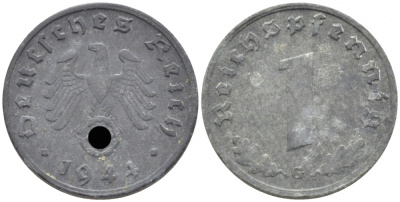 Германия 1 рейхспфенниг 1944 G KM 97, J. 369 цинк 112-541