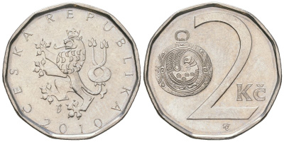 Чехия 2 кроны 2010 b’ KM 9 сталь плакированная никелем aUNC 4516-867