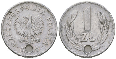 Польша 1 злотый 1949 Y 45a алюминий 94-553