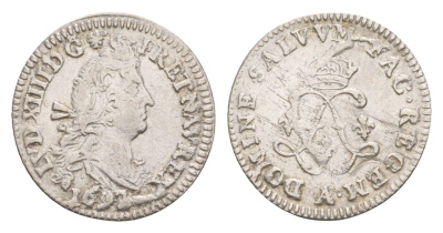 Франция 4 соля 2 денье 1692 A, Людовик XIV (1643-1715) KM 281 серебро 1520-912