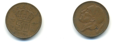 БЕЛЬГИЯ 50 САНТИМОВ 1979 BELGIE, БОДУЭН I (1951-1993) KM 149.1 бронза 80-933