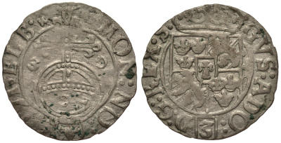 Польша, Эльблонг 1/24 талера (полторак) 1630 (16)30, Густав Адольф, Шведское правление (1626-1636), вес 0,95 гр., городской выпуск KM 11 серебро 1516-1233