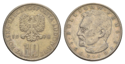 Польша 10 злотых 1978 Болеслав Прус Y 73 медно-никель 4633-134