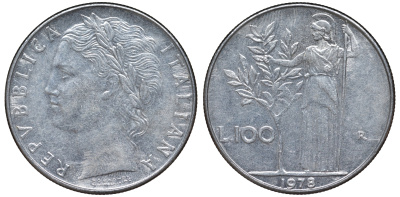 Италия 100 лир 1978 R KM 96.1 нержавеющая сталь 4144-122