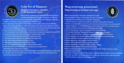 Венгрия государственный набор из 8 монет 2004 вступление Венгрии в Евросоюз, официальный выпуск, в оригинальном картонном буклете, тираж 7000 экз.    PROOF  00-000-00