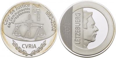 Люксембург 25 евро 2002 Европейский суд по правам человека KM 83 серебро  PROOF 11-268-42