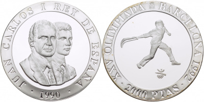 Испания 2000 песет 1990 XXV летние Олимпийские игры 1992 года в Барселоне, сквош KM 867 серебро PROOF 02-090-35