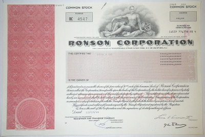 США, RONSON CORPORATION 6 акций 1989 США бумага 00-00