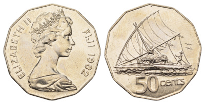 Фиджи 50 центов 1982 KM 36 медно-никель UNC 4140-615