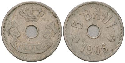 Румыния 5 бань (бани) 1906 Кароль I (1881-1914) KM 31 медно-никель 4617-953