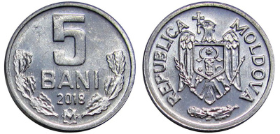 Молдова 5 бани 2018  KM 2 алюминий  UNC  M71-04
