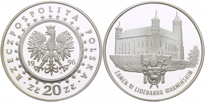 Польша 20 злотых 1996 MW, замок в Лидзбарк-Варминьски XIV век KM 309 серебро PROOF 1084-6-42