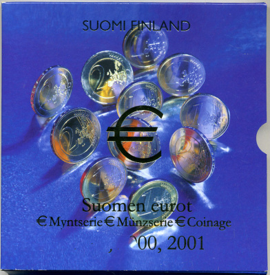 Финляндия набор из 3 евронаборов по 8 монет в каждом 1999, 2000, 2001 официальный набор в оригинальном буклете UNC 7-4-1-22