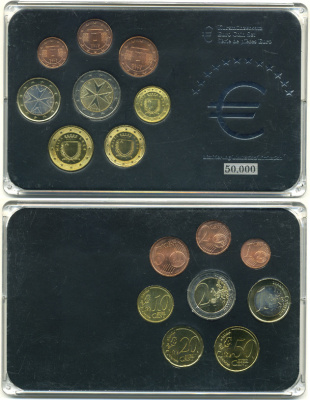 Мальта официальный набор из 8 монет (1, 2, 5, 10, 20 и 50 евроцентов; 1 и 2 евро) 2008  KM 125, 126, 127, 128, 129, 130, 131 и 132 UNC 7-4-1-10