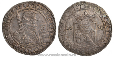 Нидерланды Фрисландия 1 риксдалер 1650 KM 22, Dav. 4829 серебро 00-817-70