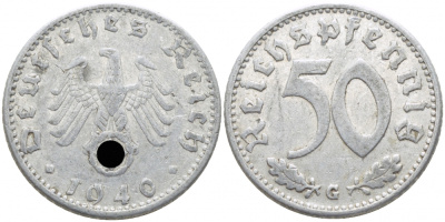 ГЕРМАНИЯ 50 РЕЙХСПФЕННИГОВ 1940 G KM 96, J.372 алюминий 3856-756