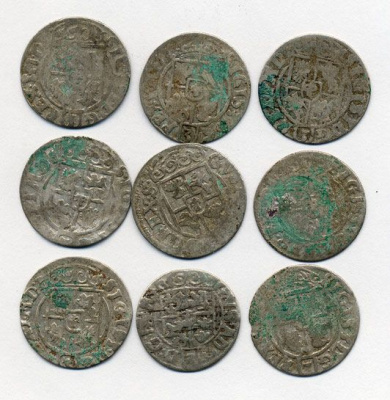 ПОЛЬША ЛОТ ИЗ 9 МОНЕТ В ПОЛТАРАК XVII век M12-13-8
