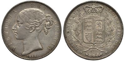 Великобритания 1 крона 1844 Виктория (1837-1901), KM 741, Spink 3882 серебро 00-000-00