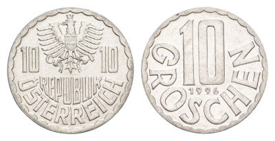 Австрия 10 грошей 1996 KM 2878 алюминий 4147-756