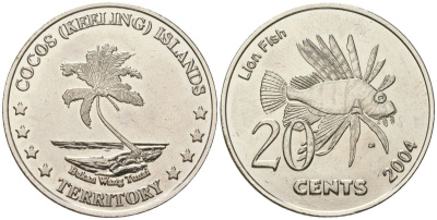 Кокосовые острова 20 центов 2004 X 13 медно-никель BU 4597-1231