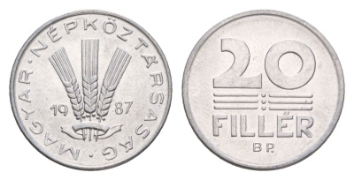Венгрия 20 филлеров 1987 BP KM 573 алюминий 4658-633